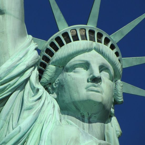 Et billede af Frihedsgudinden i USA