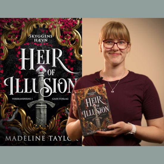 Bibliotekets medarbejder Thea holder bogen "Heir of Illusion – Skyggens hævn"