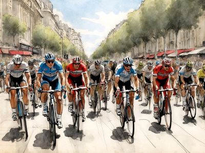 Et cykelløb gennem en gade med publikum