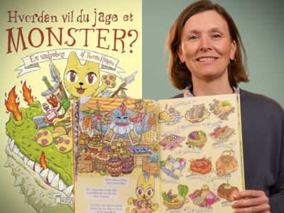 Bibliotekets litteraturformidler Sara holder bogen "Hvordan vil du jage et monster?"