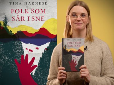 Bibliotekets litteraturformidler Mette holder bogen "Folk som sår i sne"
