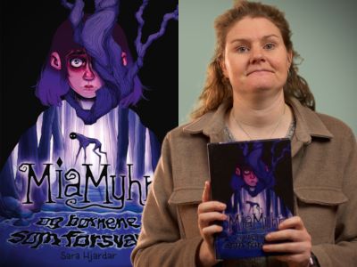 Bibliotekets litteraturformidler Trine holder bogen "Mia Myhr og børnene, som forsvandt"