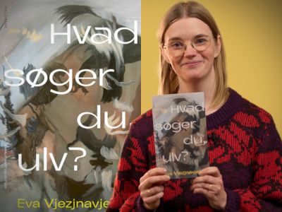Bibliotekets litteraturformidler Mette holder bogen "Hvad søger du, ulv?"