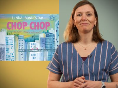 Bibliotekets børnelitteraturformidler Sara anbefaler "Chop Chop"