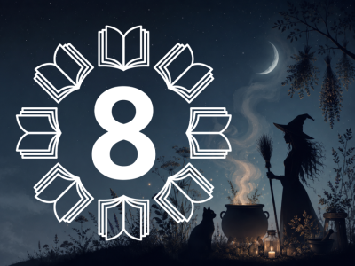 Heks, kat, urter og måne, og 8 udvalgte logo