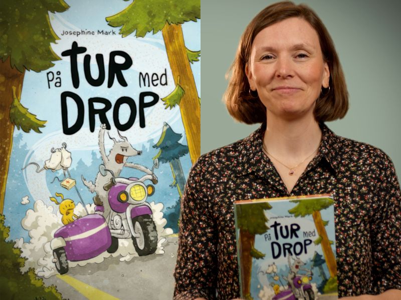 Bibliotekets litteraturformidler Sara holder bogen "På tur med drop"